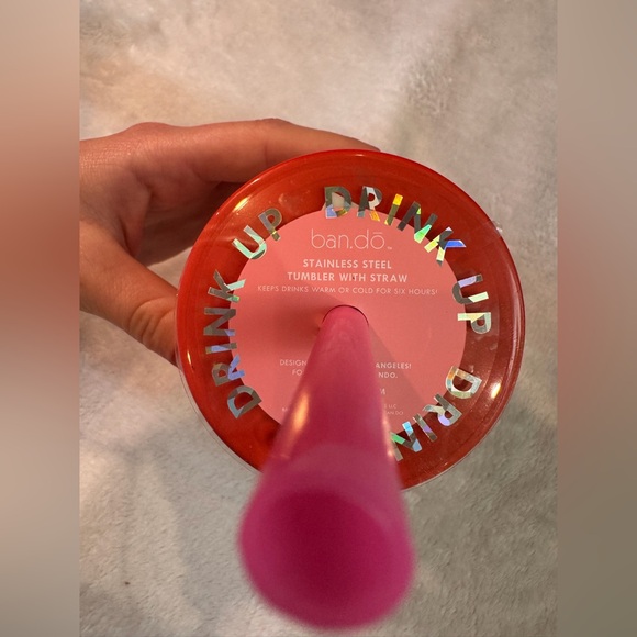 NEW NWT Ban.do Stainless Steel Block Party Plaid Colorful Straw Tumbler Cup - Picture 5 of 12